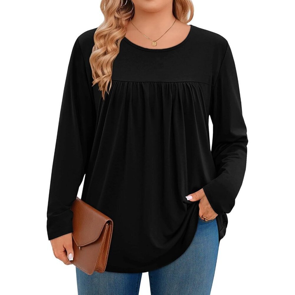 Plus Size Long Sleeve Blouse Cotton Polyester Casual Winter Fall Tunic